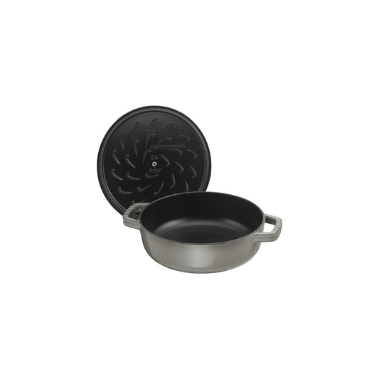 STAUB Braisers 3.7 L Cast Iron Round Saute Pan Chistera, Graphite-Grey-1
