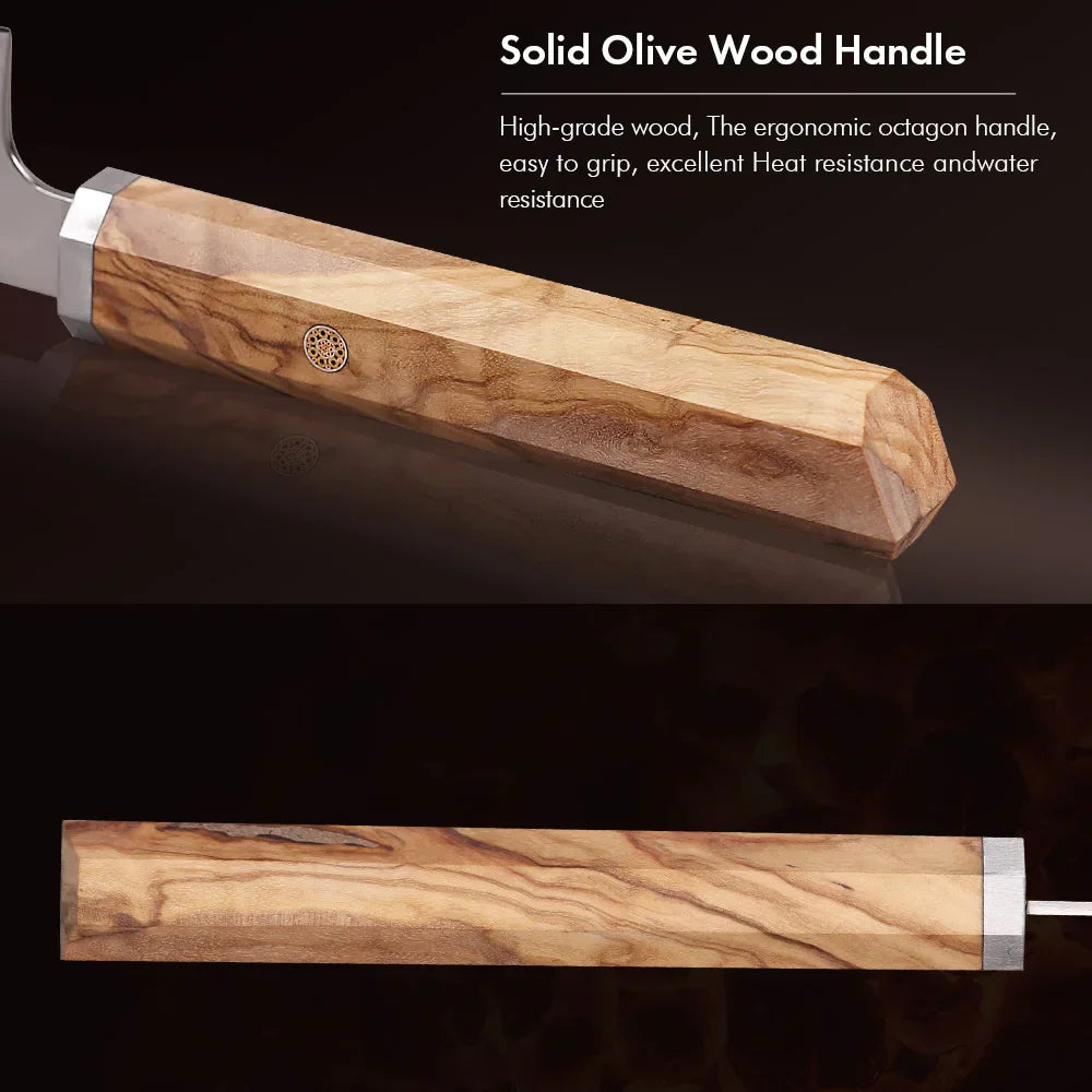 5-Inch Handmade 67-Layer Damascus Steel Chef Knife AUS-10 Core Brown-4