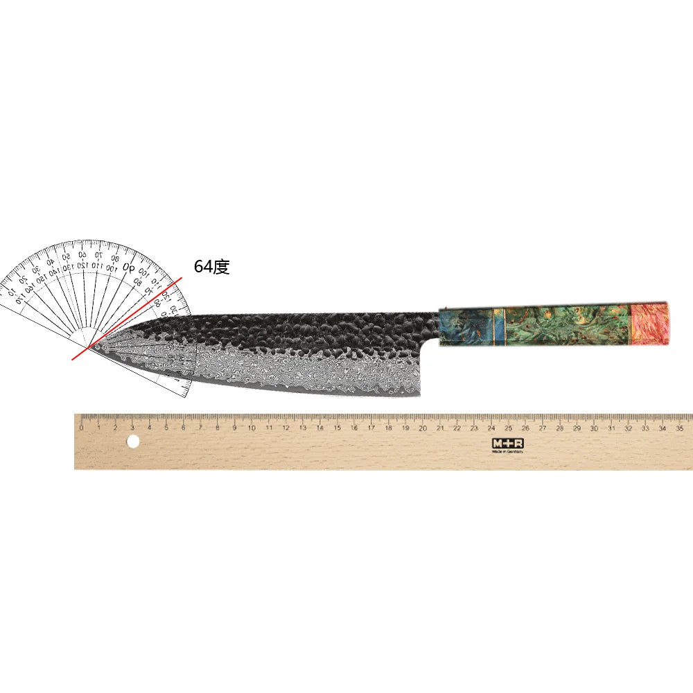 8-Inch Forged Damascus Steel Chef Knife Custom Stainless Blade Green-4