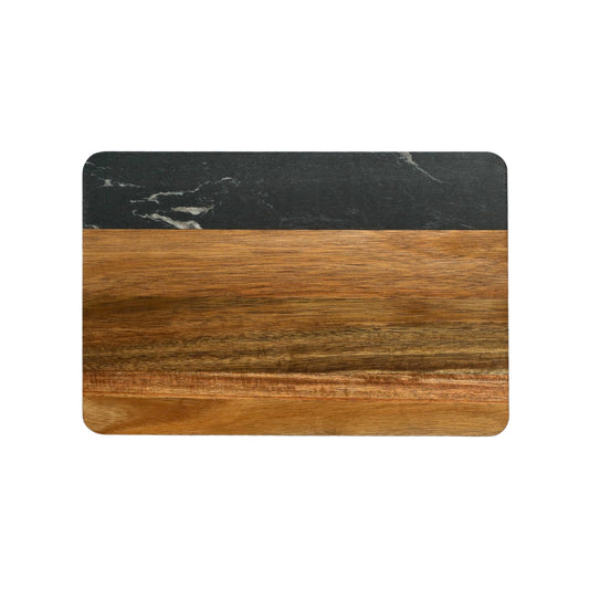 Black Marble and Acacia Wood Rectangle Board-0