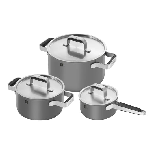 ZWILLING Pure Cookware Set, 6 Piece 18/10 Stainless Steel, Grey-0