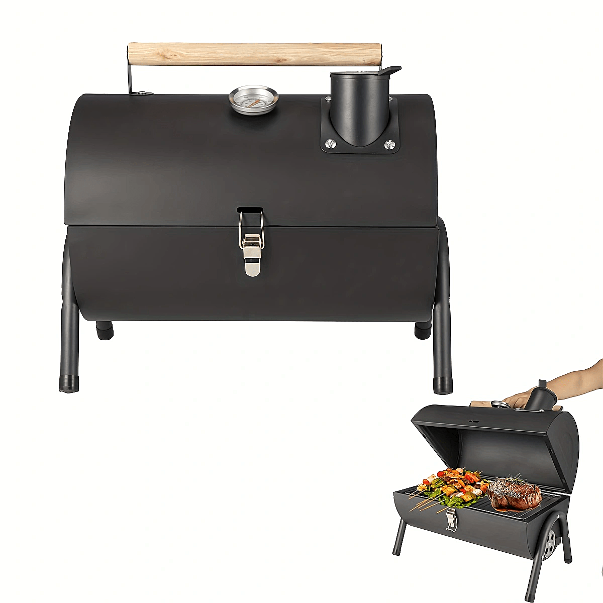 Portable Charcoal Grill BBQ Smoker with Handle-1