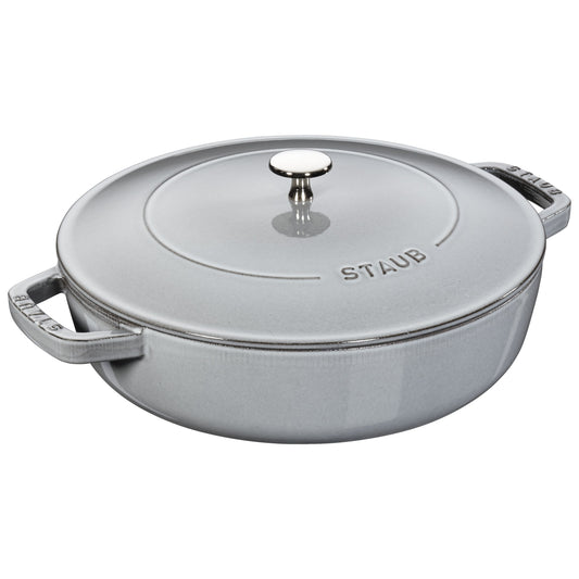 STAUB Braisers 3.7 L Cast Iron Round Saute Pan Chistera, Graphite-Grey-0