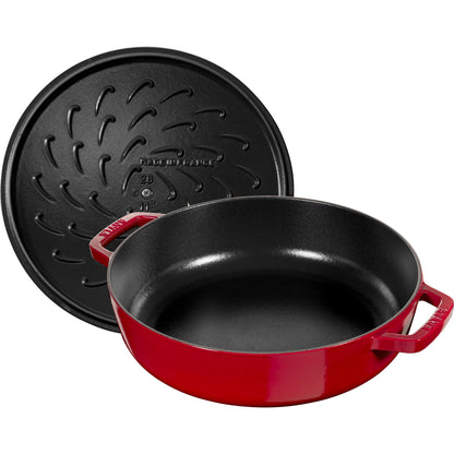 STAUB Braisers 3.7 L Cast Iron Round Saute Pan Chistera, Cherry-3