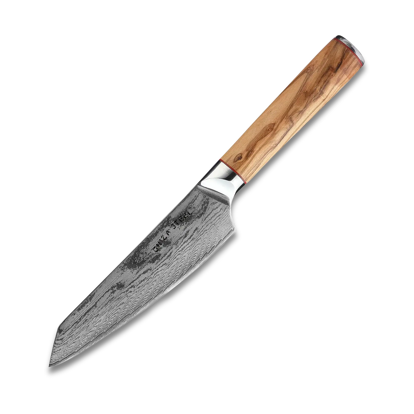 Ginza Steel MIA 17 Chef Knife 6.5” – Damascus AUS10 Steel, 67-Layer, Olive Wood Handle-0