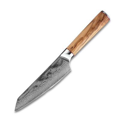 Ginza Steel MIA 17 Chef Knife 6.5” – Damascus AUS10 Steel, 67-Layer, Olive Wood Handle-0