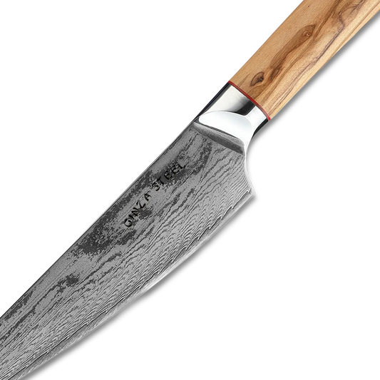 Ginza Steel MIA 17 Chef Knife 6.5” – Damascus AUS10 Steel, 67-Layer, Olive Wood Handle-1