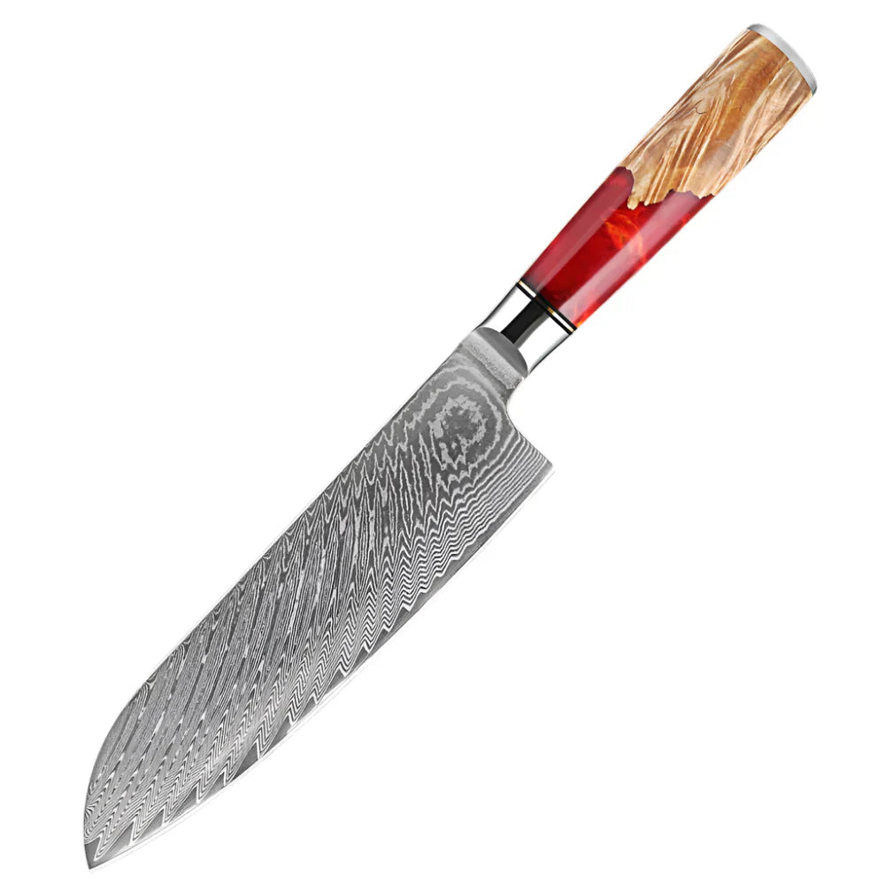 7-Inch VG10 Damascus Steel Chef Knife  Razor Sharp Red-0
